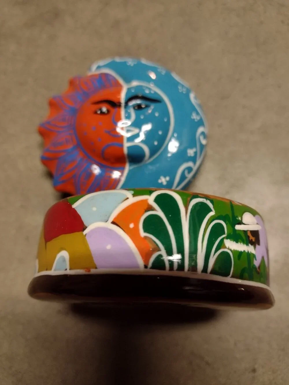 NWT Trinket Jewelry Box from Mexico in Hand Painted Bright Bold Colors